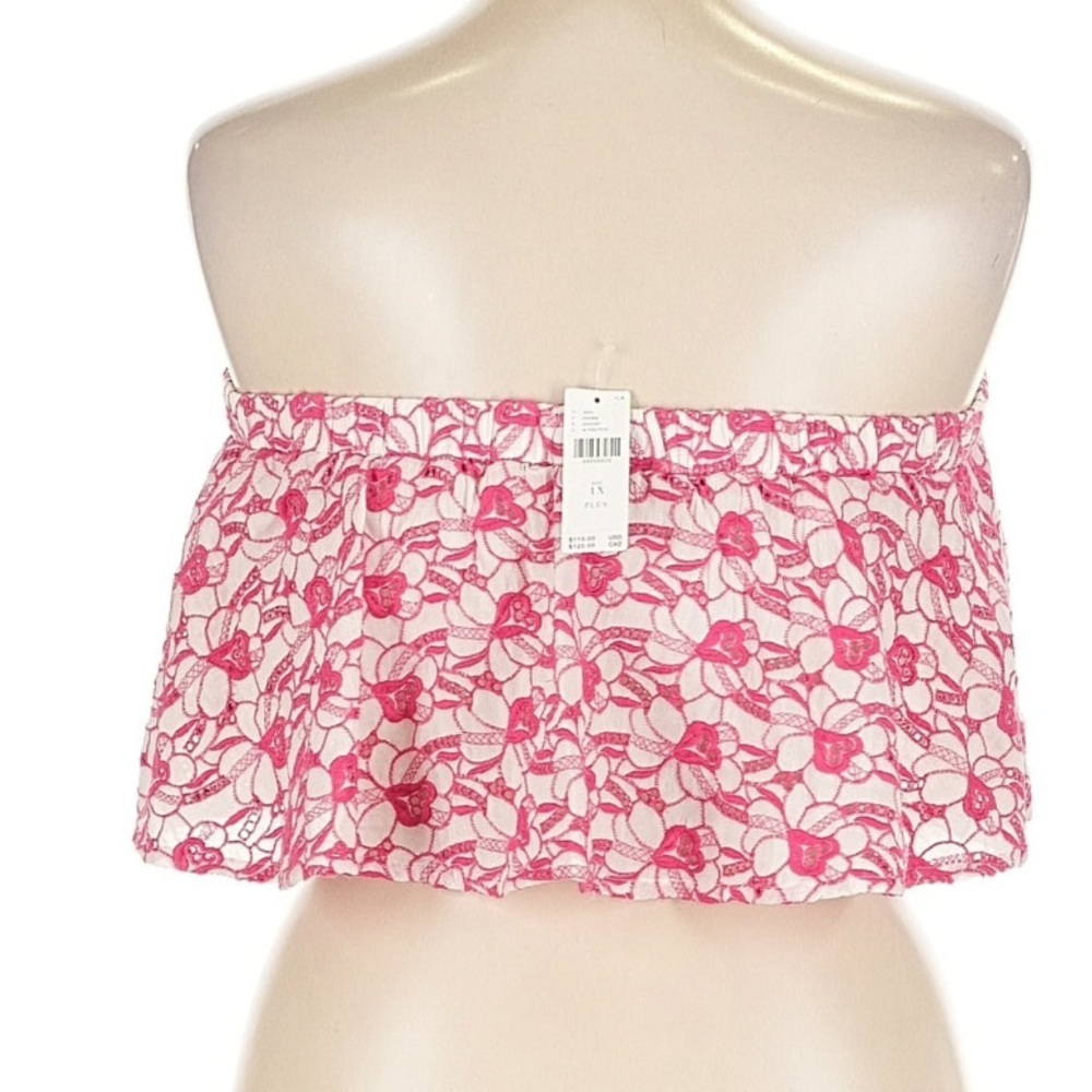 Anthropologie Porridge Pink Floral Embroidered Strapless Crop Top NEW Women’s 1X - Picture 3 of 10